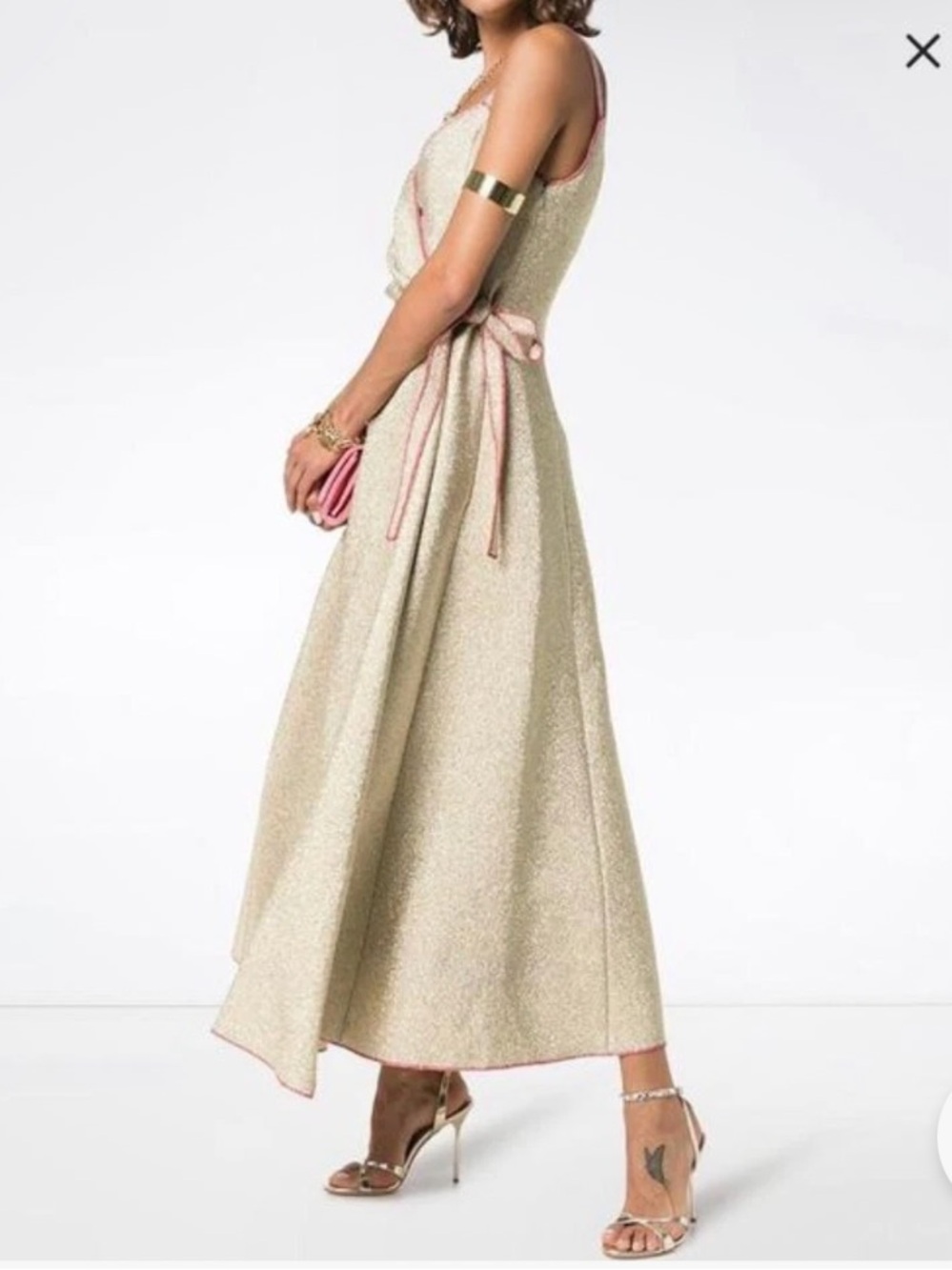 Rosie Assoulin NWT glittery gold silk-blend "That's A Wrap" strappy dress